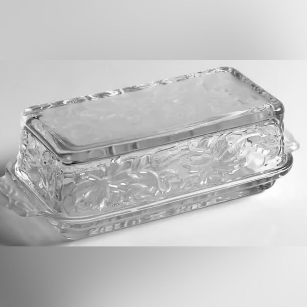 NIB-Princess House Crystal ‘Fantasia’ 2 Piece Butter Dish-Vintage